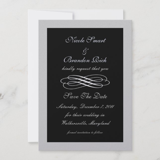 Silver Fairy Tale Save The Date (black) (Front)