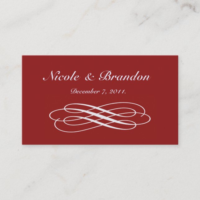 Silver Fairy Tale Wedding Website Card (red) (Front)
