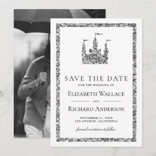Silver Fairytale Castle Photo Wedding Save The Date