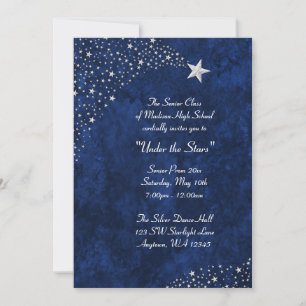 Silver Falling Stars Blue Prom Formal Invitations