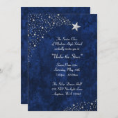 Silver Falling Stars Blue Prom Formal Invitations (Front/Back)