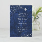 Silver Falling Stars Blue Prom Formal Invitations (Standing Front)