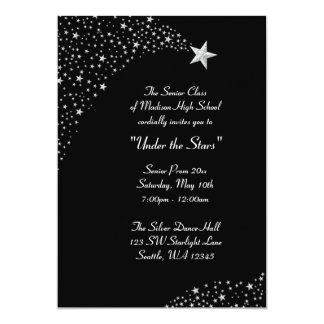 Navy Blue Wedding Invitation Starry Night Moon Stars String Lights Wedding Invitations