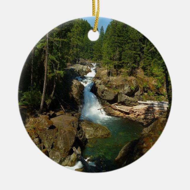 Silver Falls at Mount Rainier National Park Ceramic Ornament (Front)