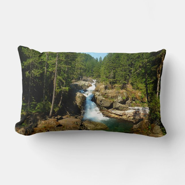 Silver Falls at Mount Rainier National Park Lumbar Pillow (Front)