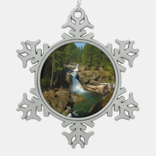 Silver Falls at Mount Rainier National Park Snowflake Pewter Christmas Ornament