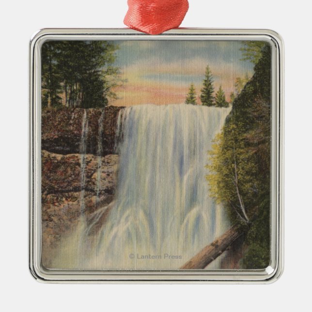 Silver Falls on Silver Creek, Oregon View Metal Ornament (Front)