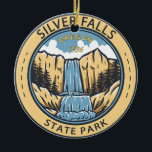 Silver Falls State Park Oregon Badge Vintage Ceramic Ornament<br><div class="desc">Silver Falls State Park illustration. The park is the largest state park in Oregon.</div>