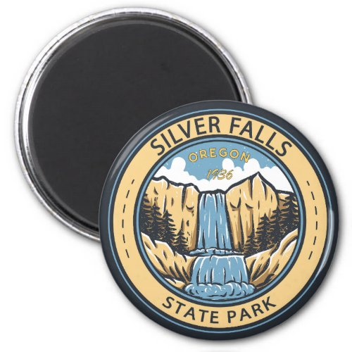 Silver Falls State Park Oregon Badge Vintage Magnet