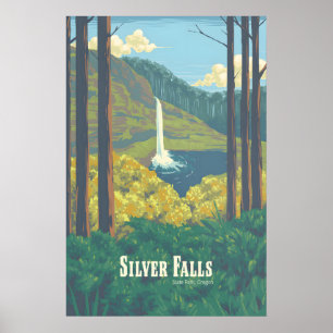 Silver Falls State Park Oregon Travel Poster