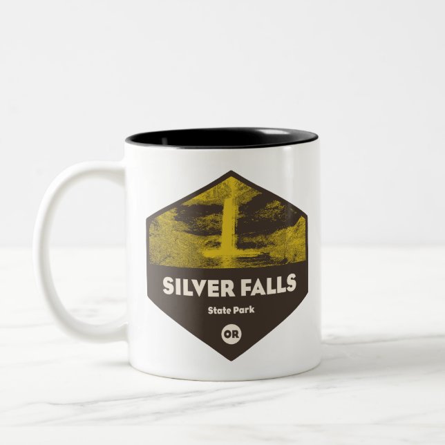 Silver Falls State Park Oregon Two-Tone Coffee Mug (Left)