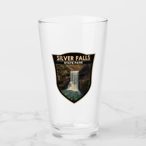 Silver Falls State Park Oregon Watercolor Vintage Glass