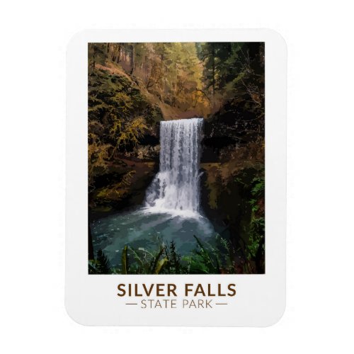Silver Falls State Park Oregon Watercolor Vintage  Magnet