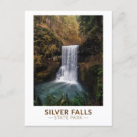 Silver Falls State Park Oregon Watercolor Vintage