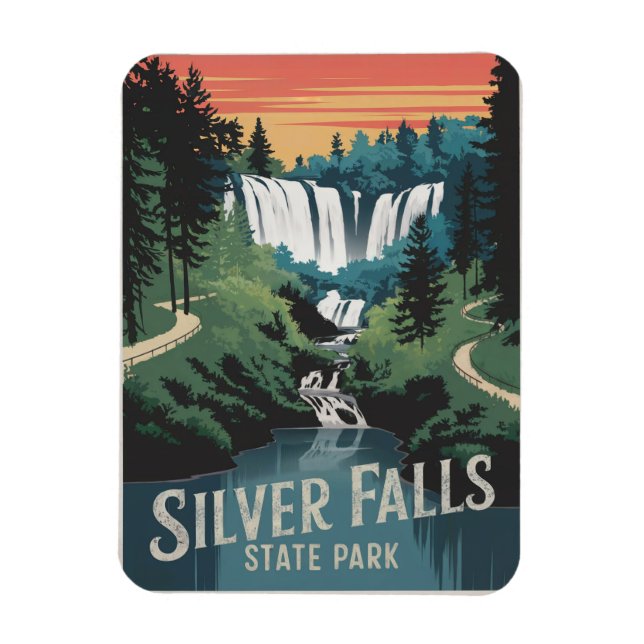 Silver Falls State Park Vintage Magnet (Vertical)