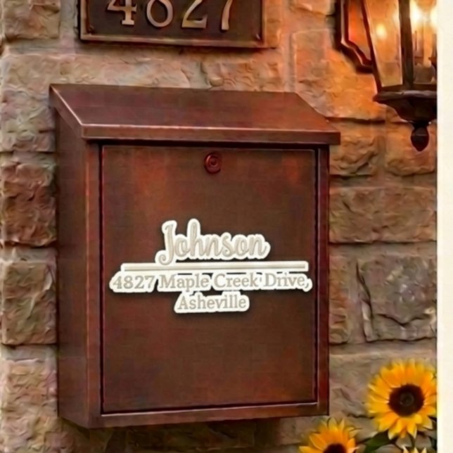 Silver Family Name & Address Mailbox Personalized Sticker (Creator Uploaded)