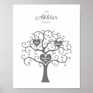 Silver Family Tree Poster