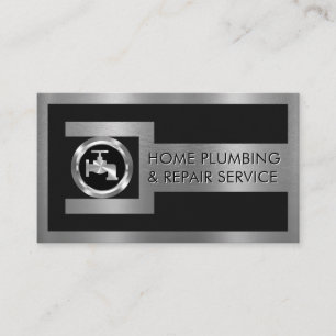 Silver Faucet On Pipe Wrench Frame Business Card