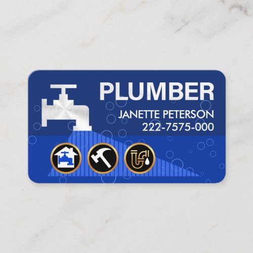 Silver Faucet Plumber Gold Plumbing Icons Business Card