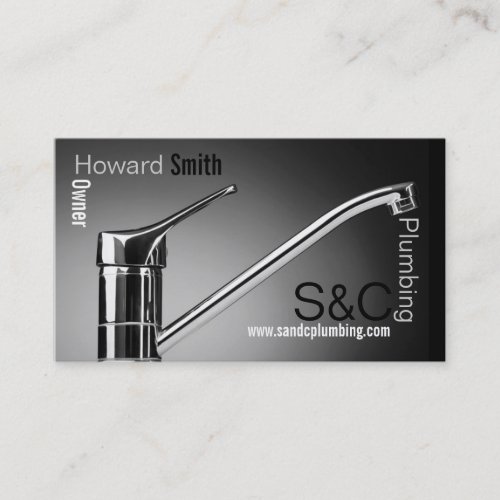 silver faucet plumbing business card