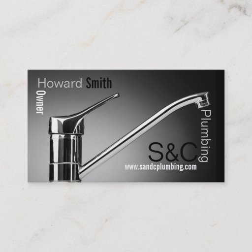Customizable silver faucet plumbing business card