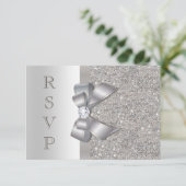 Silver Faux Bow & Diamonds RSVP (Standing Front)