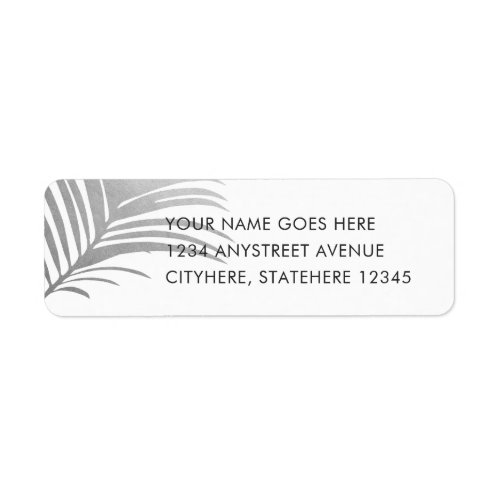Silver Faux Foil Palm Leaf Minimalist Address Label