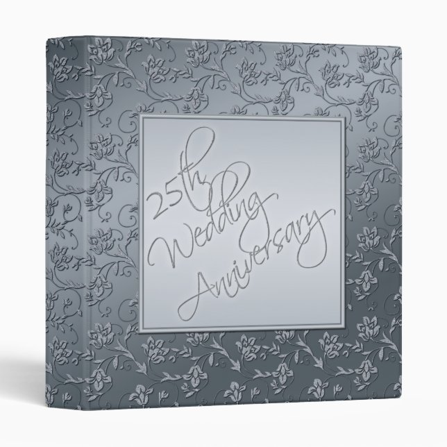 Silver FAUX Glitter 25th Anniversary BINDER/Album Binder (Front/Spine)