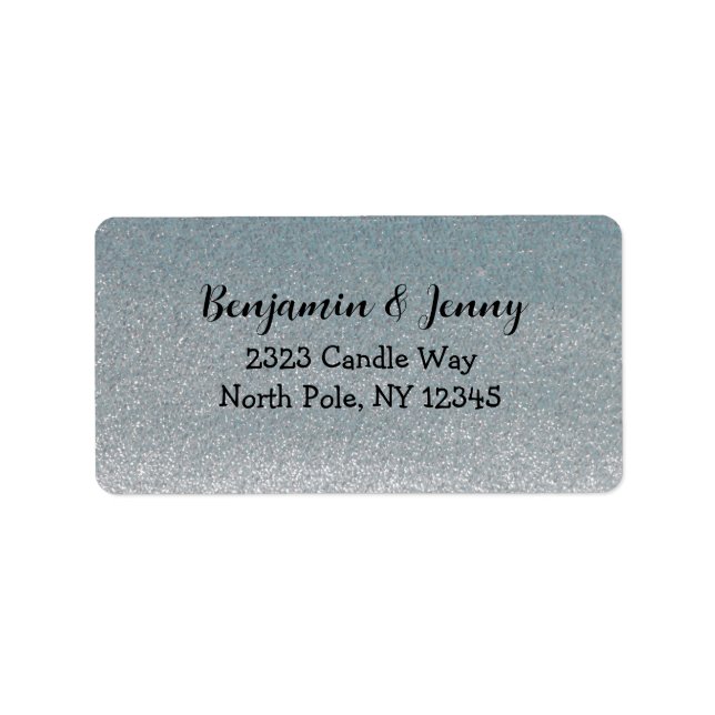 Silver Faux Glitter Address Label (Front)