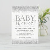 Silver Faux Glitter Baby Shower Invitation (Standing Front)