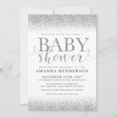 Silver Faux Glitter Baby Shower Invitation (Front)