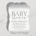 Silver Faux Glitter Baby Shower Invitation