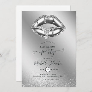 Silver Faux Glitter Bachelorette Party Invitation