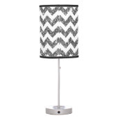 Silver Faux Glitter Chevron Pattern Girly Bling Table Lamp (Back)