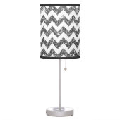 Silver Faux Glitter Chevron Pattern Girly Bling Table Lamp (Left)