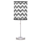 Silver Faux Glitter Chevron Pattern Girly Bling Table Lamp (Front)
