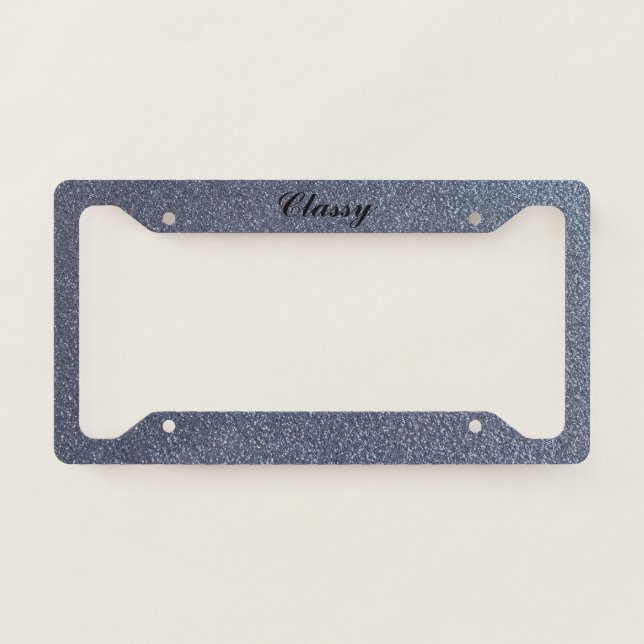 Silver Faux Glitter Classy License Plate Frame (Front)