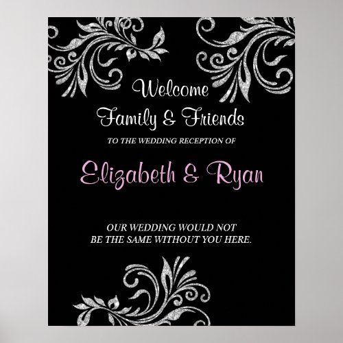 Silver Faux Glitter Custom Wedding Welcome Poster