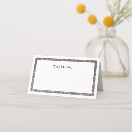 Silver Faux Glitter Frame Blank Place Card