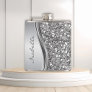 Silver Faux Glitter Glam Bling Personalized Metal Flask
