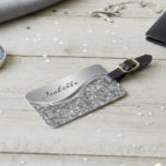 Silver Faux Glitter Glam Bling Personalized Metal Luggage Tag<br><div class="desc">This design may be personalized in the area provided by changing the photo and/or text. Or it can be customized by clicking Personalize this Template and then choosing the click to customize further option and delete or change the color of the background, add text, change the text color or style,...</div>
