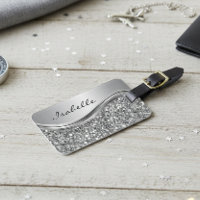 Silver Faux Glitter Glam Bling Personalized Metal