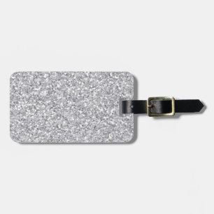 Silver Faux Glitter Luggage Tag