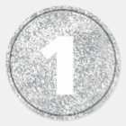 Glitter Number ONE (1) Classic Round Sticker | Zazzle.com