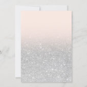Silver faux glitter pink ombre girl baby shower invitation (Back)