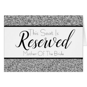 Silver Faux Glitter Reserved Seat Wedding Sign Cards