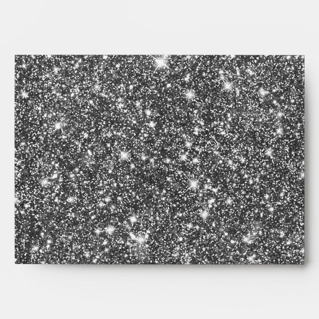 Silver Faux Glitter Shining Pattern Girly Envelope (Front)