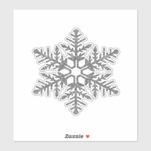 Silver Faux Glitter Snowflake Sticker