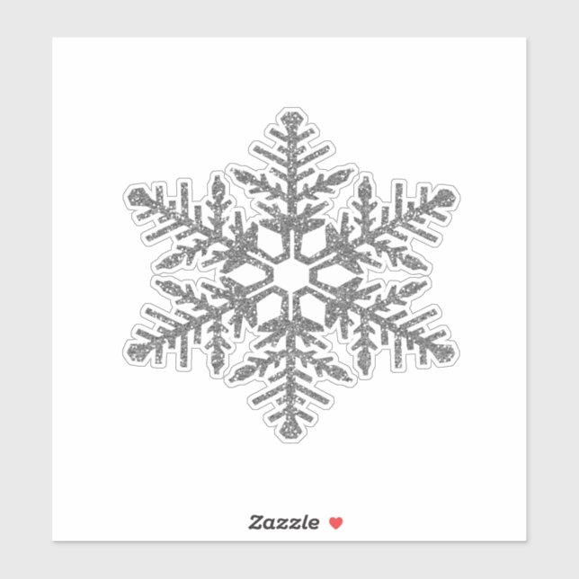 Silver Faux Glitter Snowflake Sticker (Sheet)