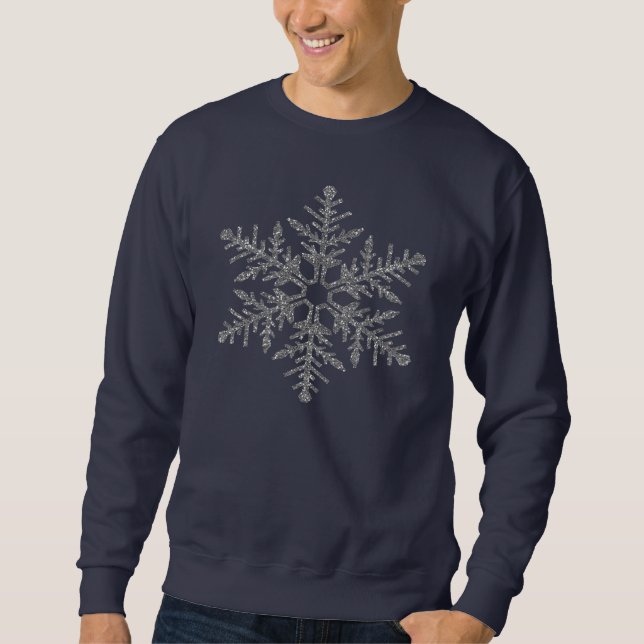 Silver Faux Glitter Snowflake Sweatshirt (Front)